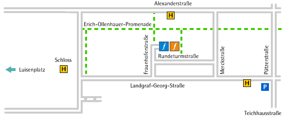 Detailkarte Darmstadt Fraunhoferstra&szlig;e