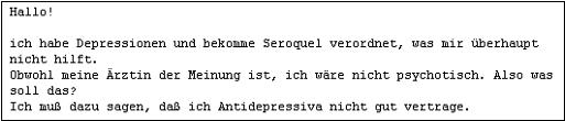 Auszug aus der Newsgroup de.etc.selbsthilfe.angst (Ausschnitt)