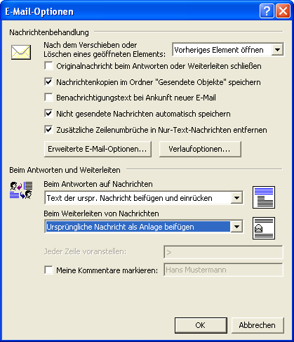 Weiterleitungen in Outlook 2000