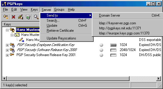 PGP Key Management Send