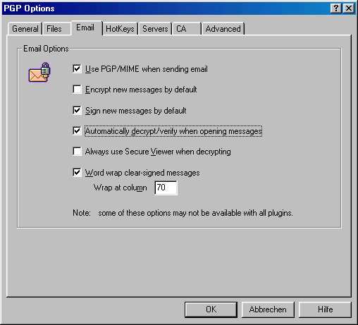 PGP Options - Email
