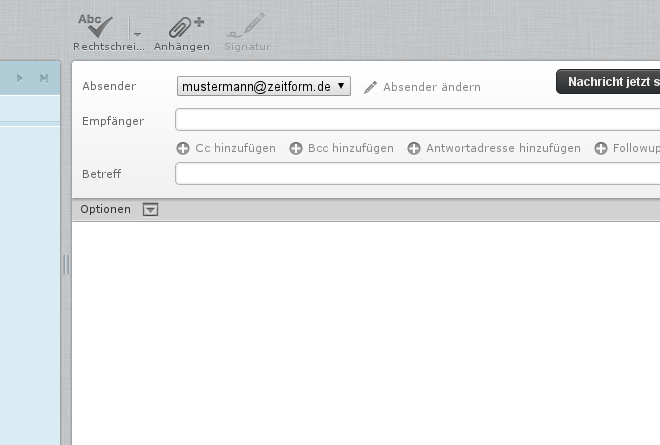 zeitform Services Webinterface - E-Mail schreiben