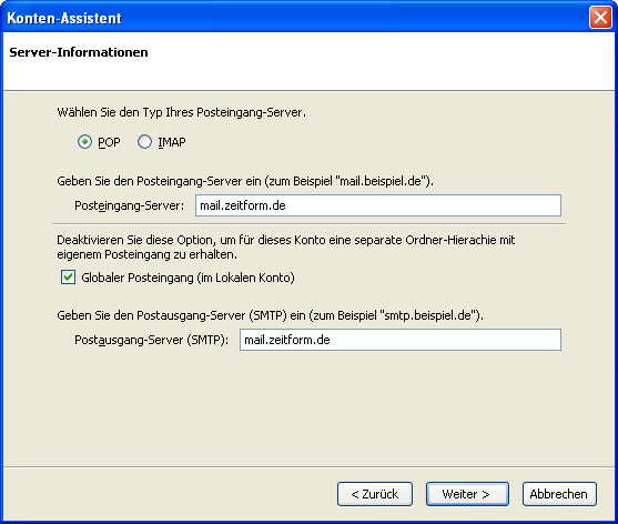 Konfiguration von Mozilla Thunderbird - Schritt 3